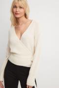 NA-KD Strikket cardigan med omslag - Offwhite