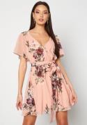 Goddiva Floral Flutter Dress Peach XL (UK16)