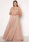 Goddiva Curve Wrap Front Sleeveless Maxi Curve Dress With Split Nude 5...