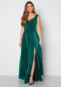 Goddiva Glitter Wrap Maxi Dress Emerald L (UK14)