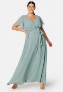 Goddiva Curve Flutter Sleeve Chiffon Maxi Curve Dress Sage Green 52 (U...