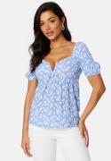 BUBBLEROOM Manda puff sleeve top Blue / Floral M