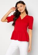 Happy Holly Madeleine peplum top Red 36/38