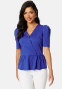 Happy Holly Madeleine peplum top Blue 40/42