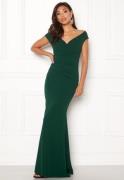 Goddiva Bardot Pleat Maxi Dress Emerald XXL (UK18)