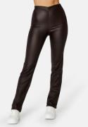 BUBBLEROOM Alicia coated straight leg trousers Dark brown 52