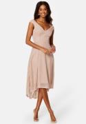 Goddiva Glitter High Low Midi Dress Nude XL (UK16)