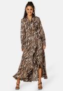 Object Collectors Item Papaya L/S Wrap Long Dress Fossil AOP:Zebra 34