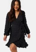 BUBBLEROOM Litzy Wrap Dress Black XS