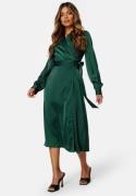 BUBBLEROOM Terilee Satin Wrap Dress Dark green 42