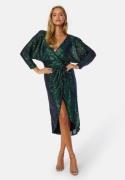 Goddiva Sequin Wrap Midi Dress Emerald S (UK10)