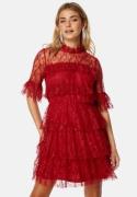 BUBBLEROOM Frill Lace Dress Red 40