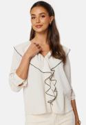 ONLY Lise Contrast Frill Shirt Pumice Stone Detail: M