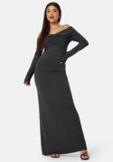 BUBBLEROOM Dani Soft Off Shoulder Maxi Dress Dark grey S