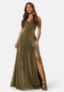 Goddiva Glitter Wrap Maxi Dress Gold L (UK14)