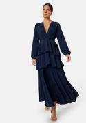 John Zack Long Sleeve Tiered Maxi Dress Navy XS (UK8)