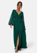 Goddiva Long Sleeve Chiffon Dress Green XL (UK16)