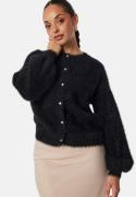 BUBBLEROOM Fluffy Knitted Pearl Cardigan Black S