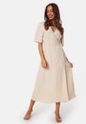 BUBBLEROOM Linen Blend Wrap Dress Light beige L