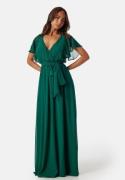 Goddiva Flutter Chiffon Maxi Dress Dark Green XL (UK16)