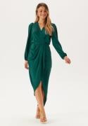 John Zack Balloon Sleeve Wrap Front Maxi Dress Dark Green XL (UK16)