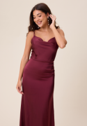 Bubbleroom Occasion Waterfall Satin Gown Wine-red 34