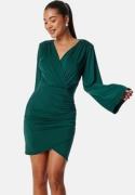 Bubbleroom Occasion Wrap Soft Short Dress Dark green XS