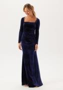 Goddiva Square Neck Velvet Maxi Dress Navy M (UK12)