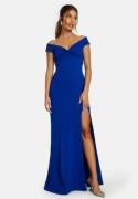 Bubbleroom Occasion Twist Off Shoulder Gown Blue XS