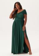 Goddiva Curve Bardot Rouched Maxi With Split Green 46 (UK18)