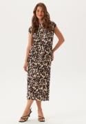 BUBBLEROOM Pleated Cap Sleeve Dress Patterned M