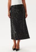 Pieces Pcserena Sequin Hw Midi Skirt Black Detail:black Detail M