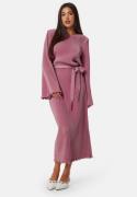 BUBBLEROOM Pleated Tie Midi Dress Pink L