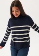 Pieces Pcsia Ls Rollneck Knit Sky Captain Stripes:white L