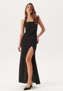 John Zack Halter Neck Maxi Dress With Split Black XXL (UK18)