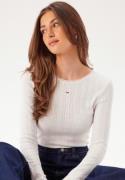 TOMMY JEANS Tjw Slim Pointelle Rib Tee Ls YBL Ecru M