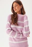 VILA Viril Mockneck L/S Knit Rib Top Winsome Orchid/White Alyssum M