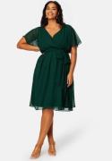 Goddiva Curve Flutter Sleeve Chiffon Midi Dress Green 50 (UK22)