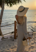 BUBBLEROOM Striped Maxi Dress Black/Offwhite XS