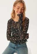 BUBBLEROOM Mesh Cardigan Top Black/Floral XL