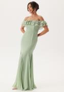 Goddiva Frilly Chiffon Off Shoulder Ma Sage Green L (UK14)