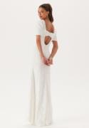 Bubbleroom Occasion Short Sleeve 3D Floral Wedding Gown White 42