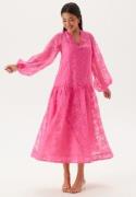 Bubbleroom Occasion Balloon Sleeve Midi Dress Pink S