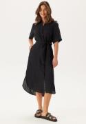 GANT Reg Linen Ss Shirt Dress Black 44