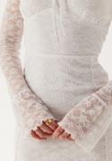 BUBBLEROOM Square Neck Lace Dress White S