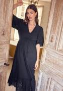 BUBBLEROOM Midi Broderie Anglaise Dress Black M