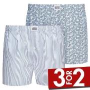 Jockey 2P Woven Boxer Shorts Blå/Hvit bomull X-Large Herre