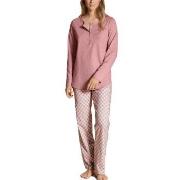 Calida Lovely Nights Pyjama Button Tab Rosa Mønster bomull Small Dame