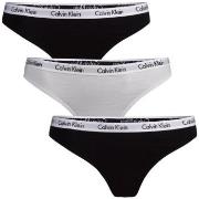 Calvin Klein Truser 3P Carousel Thongs Svart/Hvit bomull Large Dame