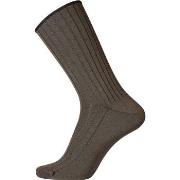 Egtved Strømper Wool No Elastic Rib Socks Mørkbrun  Str 45/48